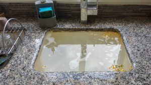 Overflowing kitchen sink, clogged drain in Salt Lake City